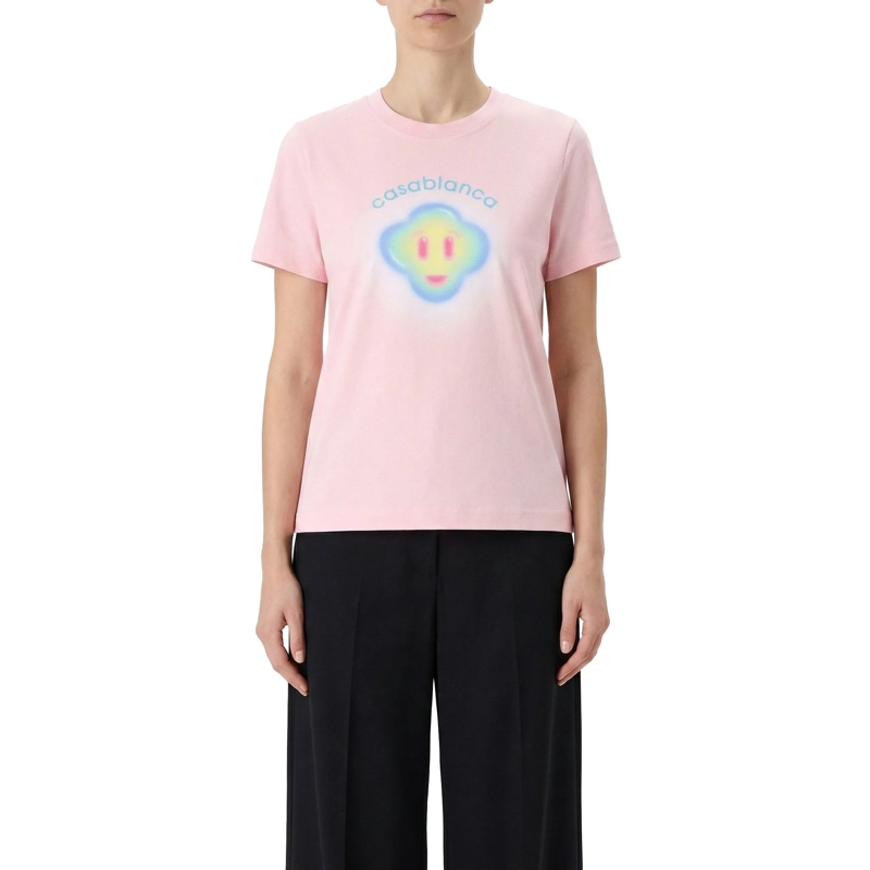 Casablanca T-Shirt Playful Logo Print Short-Sleeve T-Shirt In Soft Pi Pink(Image 4)