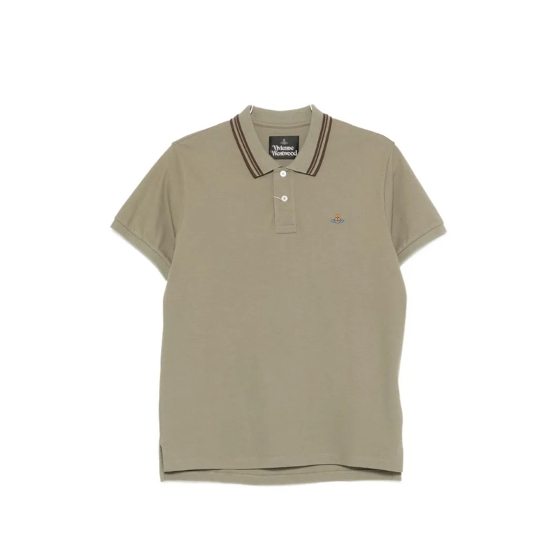 Vivienne Westwood Polo shirt Short-Sleeve Polo Shirt With Ribbed Collar And Str Green