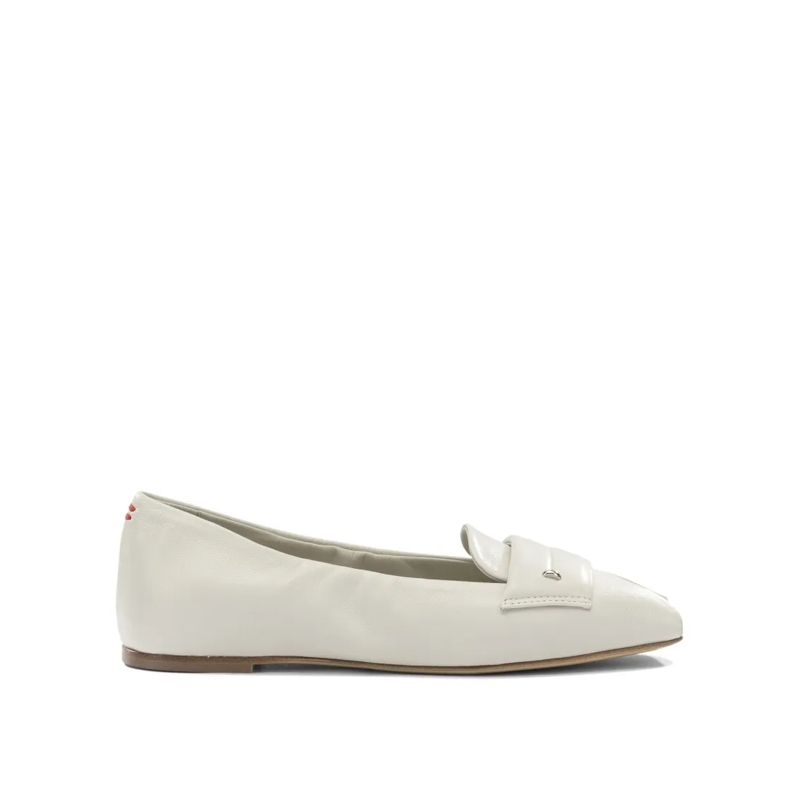 Halmanera Ballerines Pointed Toe Loafers With Decorative Strap And Meta Grey
