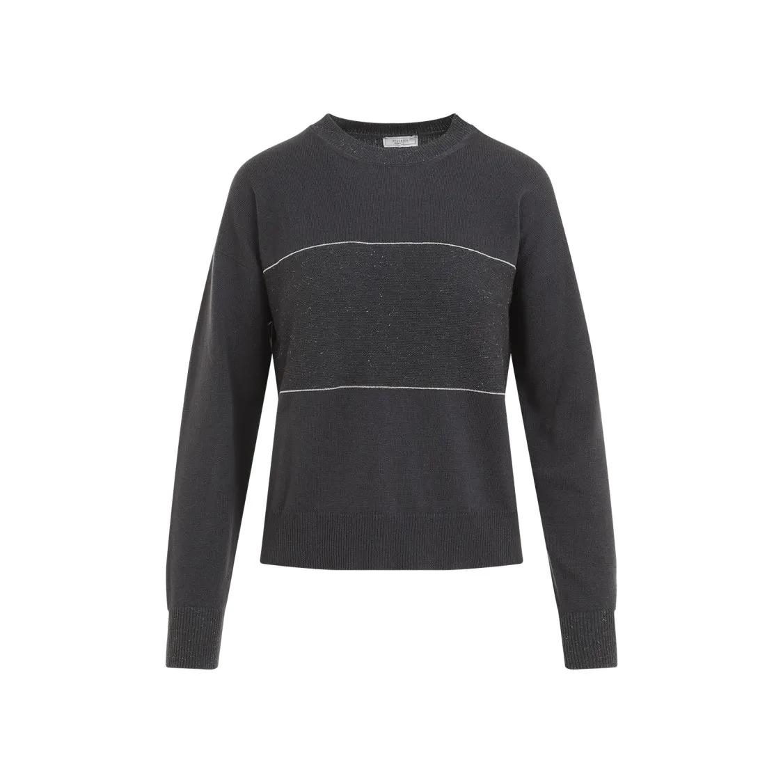 Peserico - Crewneck Lurex Pullover - Größe 44 - schwarz