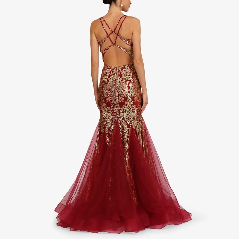 Kraimod Abendkleid Elegantes Abendkleid mit tiefem V-Ausschnitt und s bordeaux(Image 4)