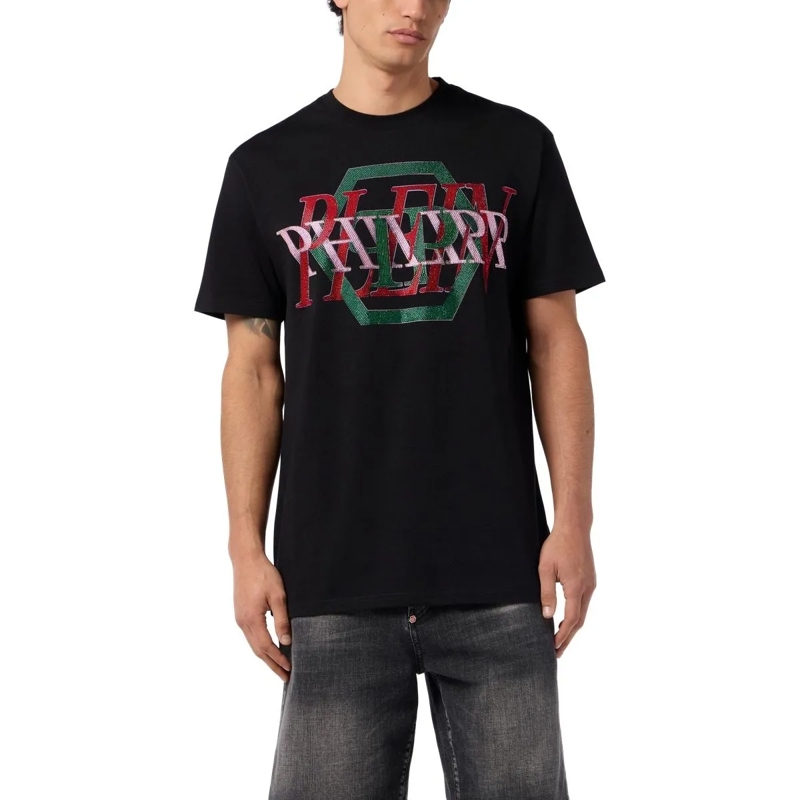 Philipp Plein T-Shirt Round Neck T-Shirt Logo Hexagon Stones schwarz(Image 2)