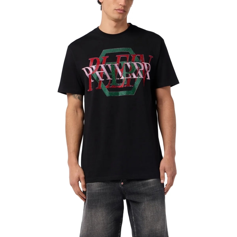 Philipp Plein T-Shirt Round Neck T-Shirt Logo Hexagon Stones schwarz(Image 3)