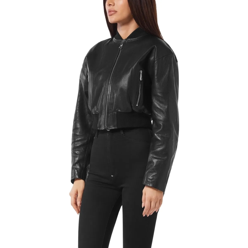 Philipp Plein Daunenjacke Leder-Bomber Signature schwarz(Image 3)