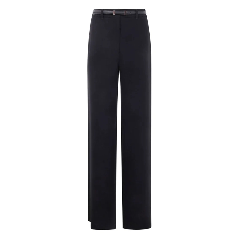 Max Mara  Belted Wide-Leg Trousers With Design Black