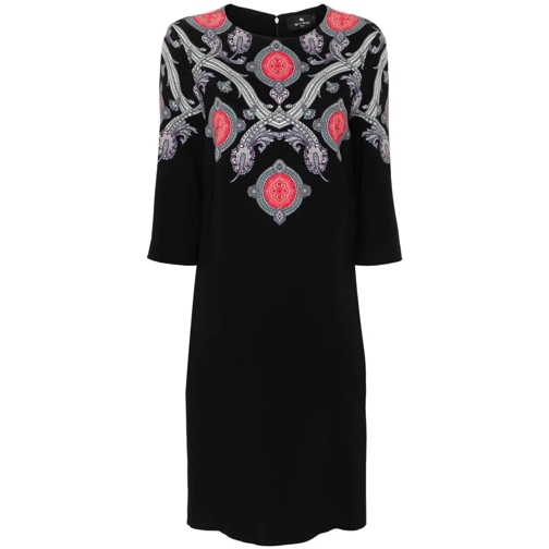 Etro Multicolor Paisley-Print Midi Dress Black Robes midi