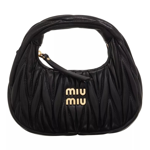 Miu Miu Wander Matelassé Hobo Mini Bag Black Liten väska