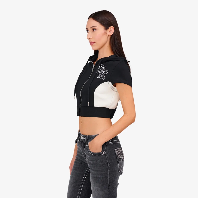 True Religion Jacke Crop Zip-Hoodie schwarz(Image 6)