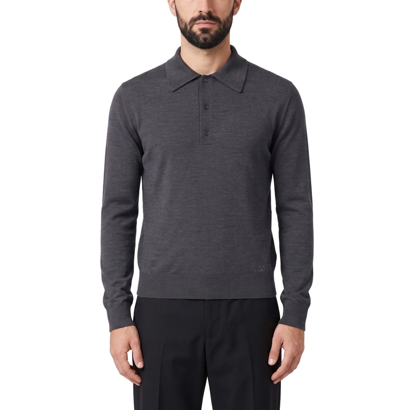 Valentino Garavani Poloshirt Poloshirt aus Wolle grau(Image 2)