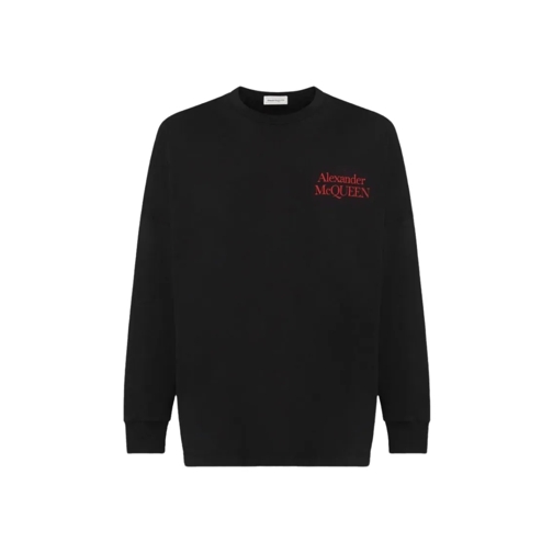 Alexander McQueen T-Shirts Logo-Print Long-Sleeved Sweatshirt Black