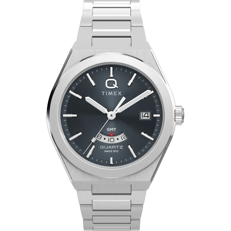 Timex Quarzuhr Quarz-Analoguhr Q Timex Continental Gmt silber