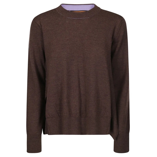 Colville Pullover Asymmetric Crew Neck Sweater Brown