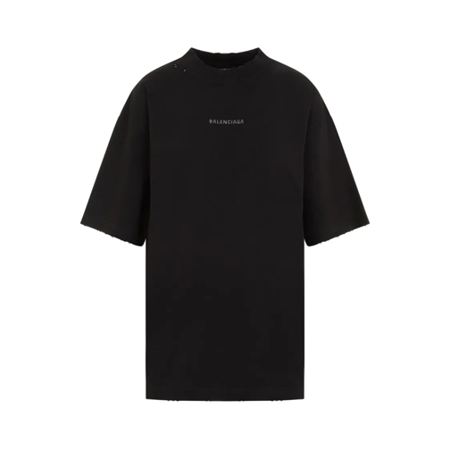 Balenciaga T-Shirts Faded Black Cotton Medium Fit T-Shirt Black