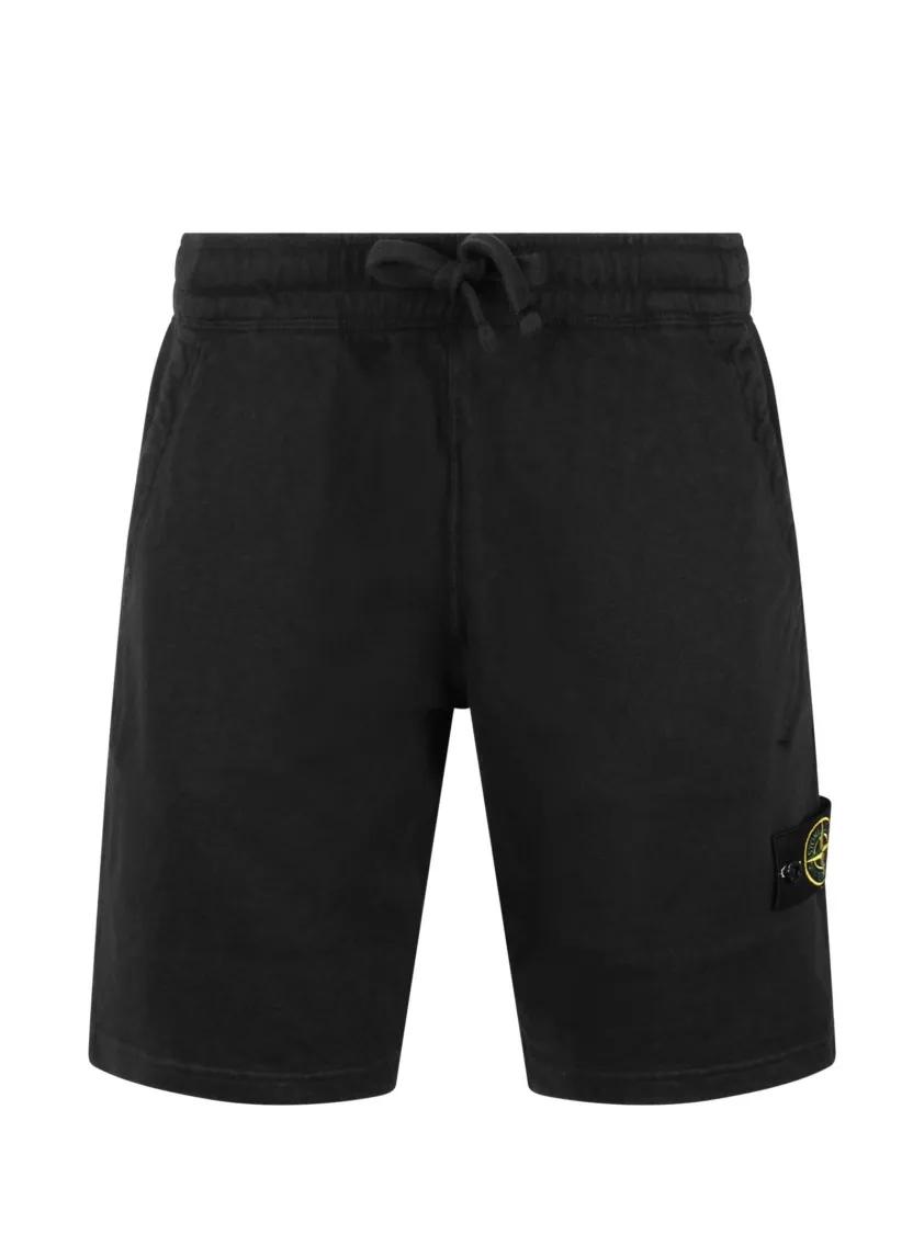 Thumbnail - Stone Island - Cotton Jersey Shorts With Removable Logo Badge - Größe M - schwarz