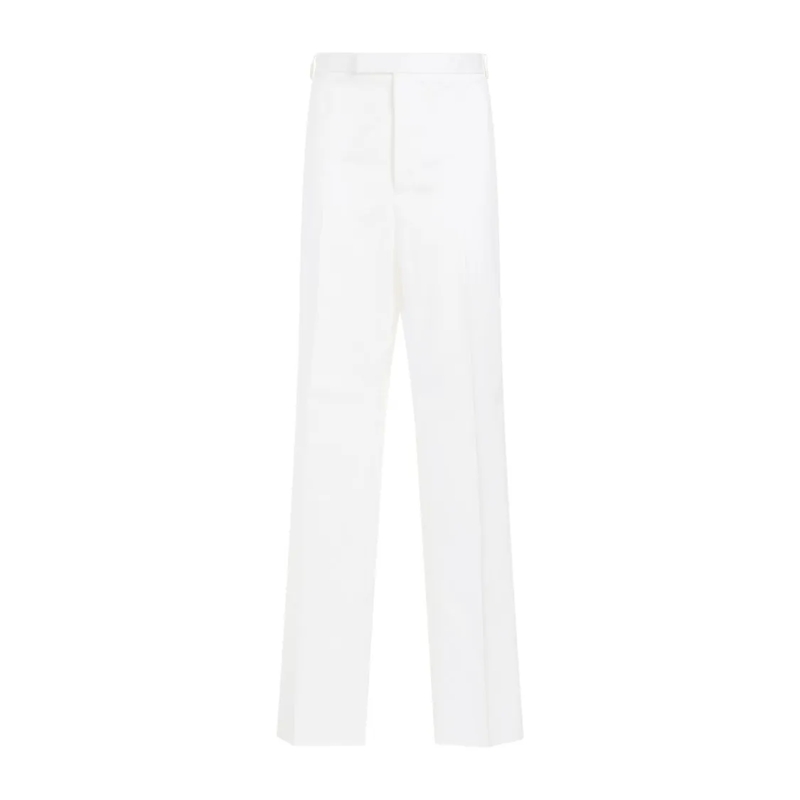 Thom Browne Chino Straight Leg White Cotton Chino Pants White