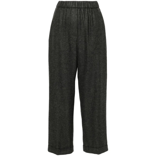 Peserico Turn-Up Straight-Leg Trousers Black 