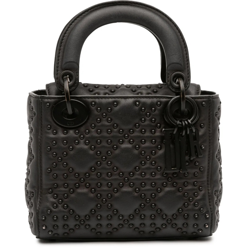 Christian Dior Schultertasche Mini Ultra Matte Calfskin Cannage Studded Supple L schwarz