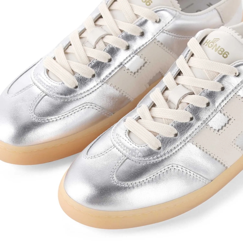 Hogan Schnürschuhe Sneaker aus Leder silber(Image 3)