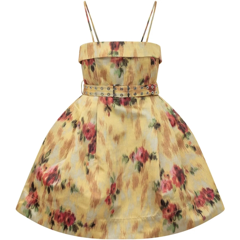 GANNI Minikleid Abito Mini con Spalline e Cintura gelb