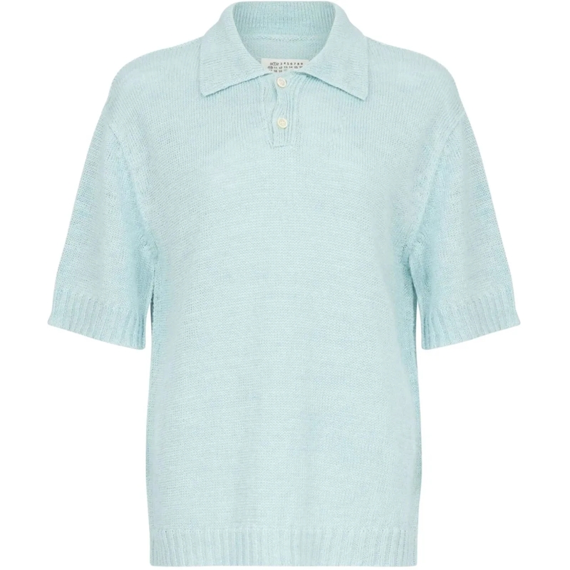 Maison Margiela T-Shirt Azur Blue Knitted Polo Shirt blau