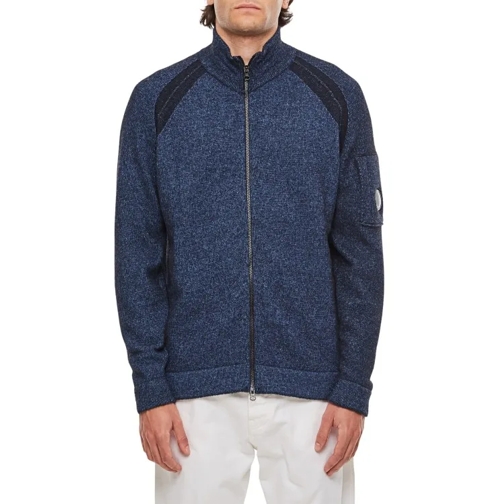 CP Company Fleece Knit Zipped Jumper Blue 