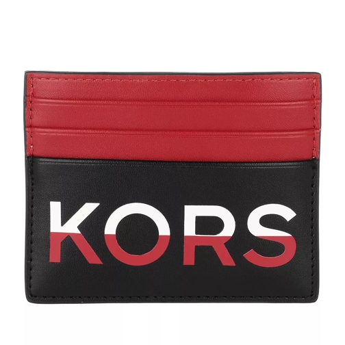 MICHAEL Michael Kors Tall Card Case Black Red Porta carte di credito