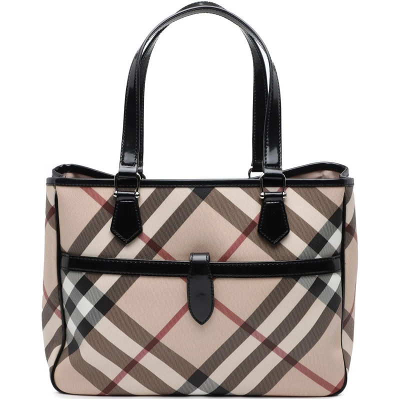 Burberry Shopper Supernova Check Coated Canvas Tote braun