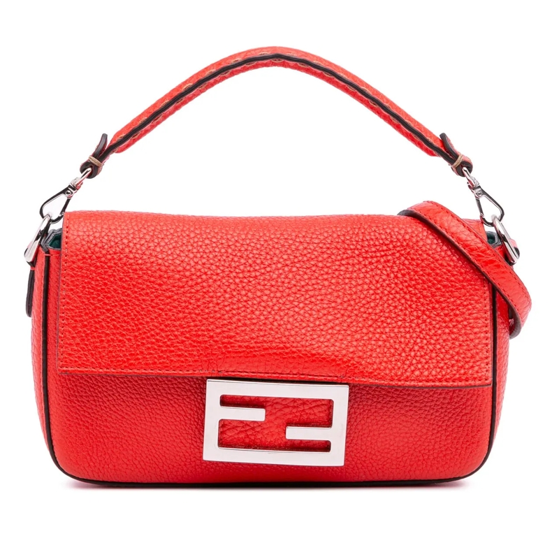 Fendi Schultertasche Mini Leather Baguette Satchel rot