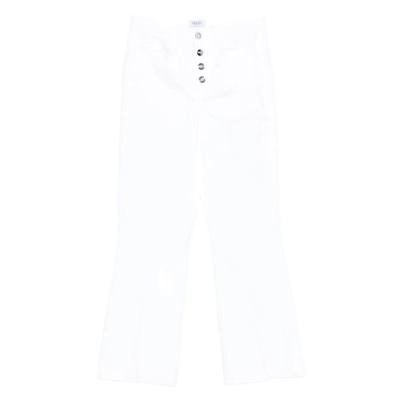 LIU JO Jeans Flared White Jeans With Decorative Button Fly White