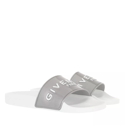 Givenchy Logo Flat Sandals Silver Slide