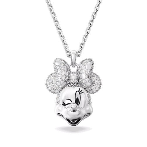 Swarovski Disney Minnie Mouse pendant, Rhodium plated White Pendentif