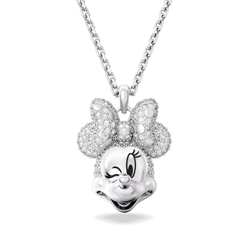 Swarovski Disney Minnie Mouse pendant, Rhodium plated White Ciondolo