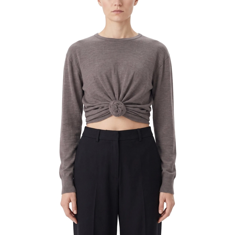 Magda Butrym T-shirt Pullover mit Knoten-Detail braun