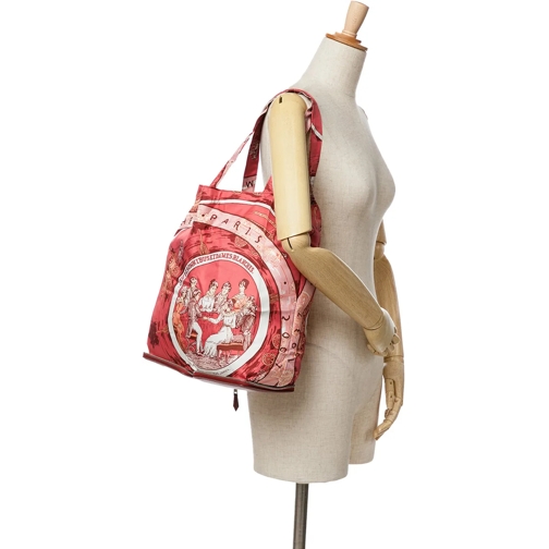 Hermès Sac à provisions Jeu des Omnibus et Dames Blanches Silky Pop Tote rot (Image 16)