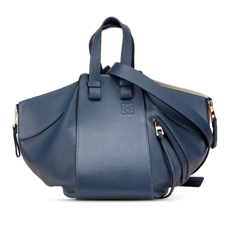 Loewe Schultertasche Small Leather Hammock Satchel blau