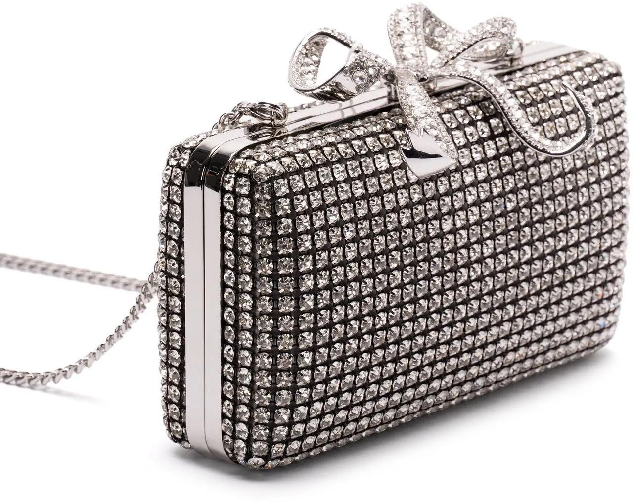 Self Portrait Kristallen box clutch tas met strassstenen Gray Dames