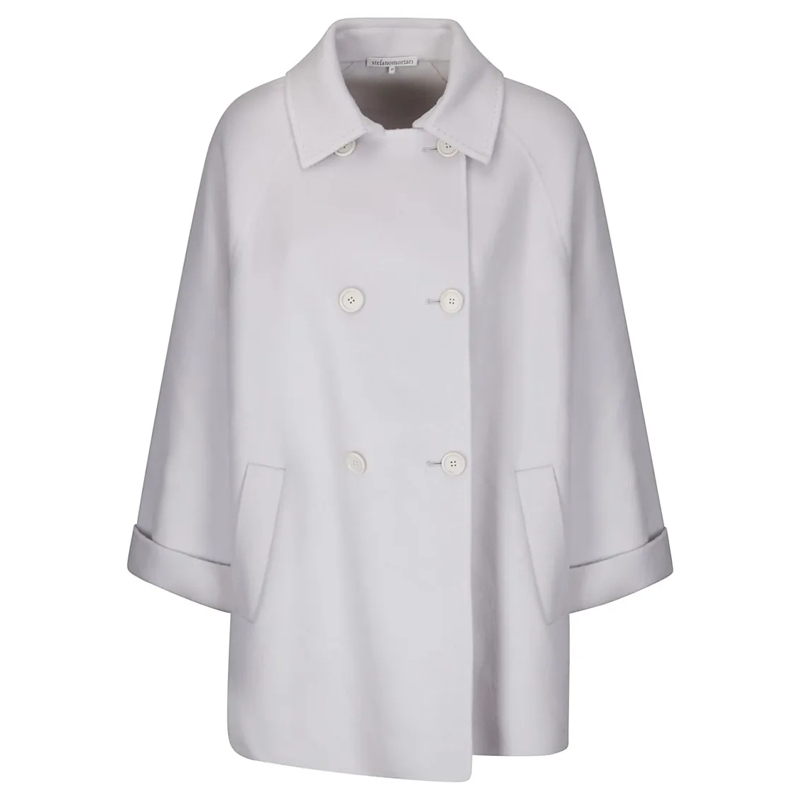 STEFANO MORTARI Winterjas Double-Breasted Pea Coat With Light Buttons And Fl Grey