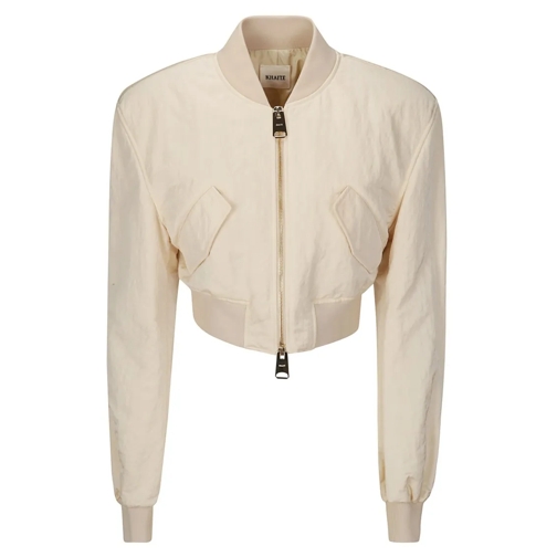 Khaite Bomberjacken Khaite Beige Crop Jacket With Zip Closure Neutrals