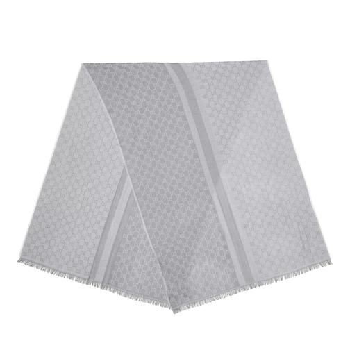 Gucci Unisex Style Printed Shawl Scarf Light Grey Tunn sjal