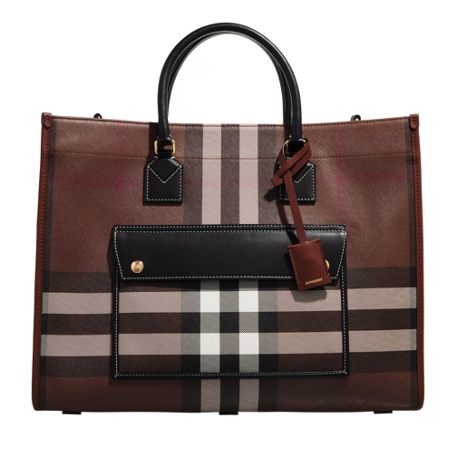 Burberry Medium Freya Tote Dark Brown Rymlig shoppingväska