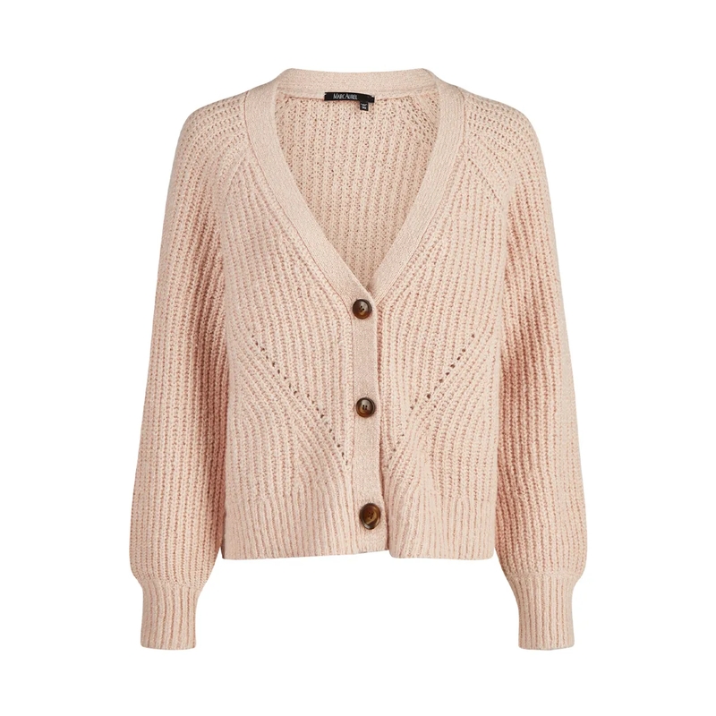 Marc Aurel Jacke Cardigan- mit Rippenbündchen- Knöpfe aus Horn-I rosa