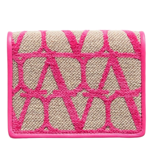 Valentino Garavani Iconographe Folding Wallet Natural/Pink Bi-Fold Portemonnee