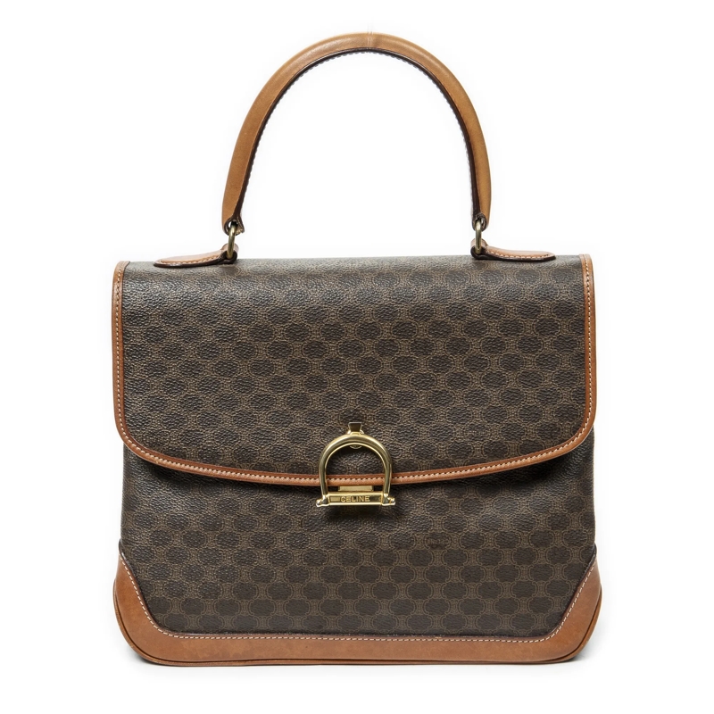 Celine Crossbody Bag Vintage Top Handle Flap braun