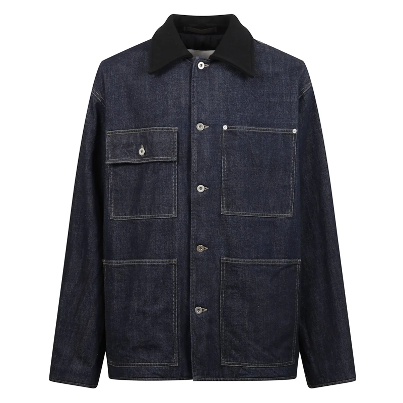 Jil Sander Jeansjacke Dropped Shoulder Denim Jacket With Wool Collar Black