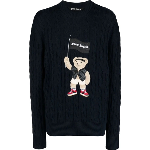 Palm Angels  Pirate Bear Cable Knit Sweater blau