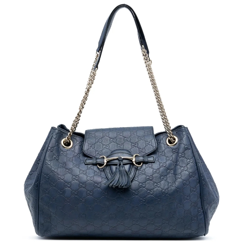 Gucci Schultertasche Large Guccissima Emily Chain Shoulder Bag blau