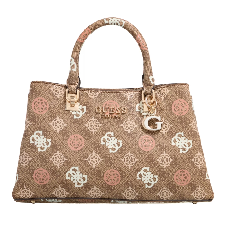 Guess Eliette Logo Grlfrnd Satchel Latte Logo Multi | Tote