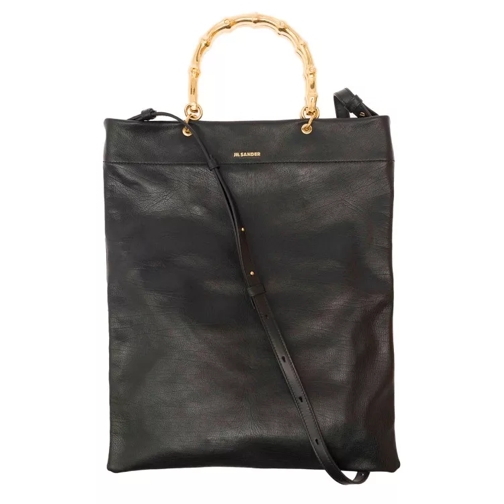 Jil Sander Black Tote Bag With Bamboo Handles In Leather Black Tote