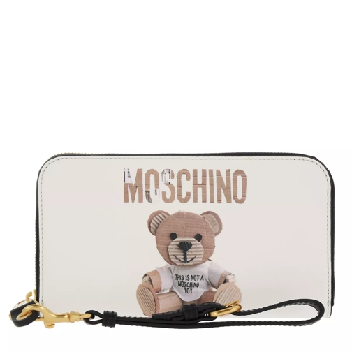 Moschino Zip Around Wallet Teddy Fantasia Bianco Ottico Portemonnaie mit Zip-Around-Reißverschluss