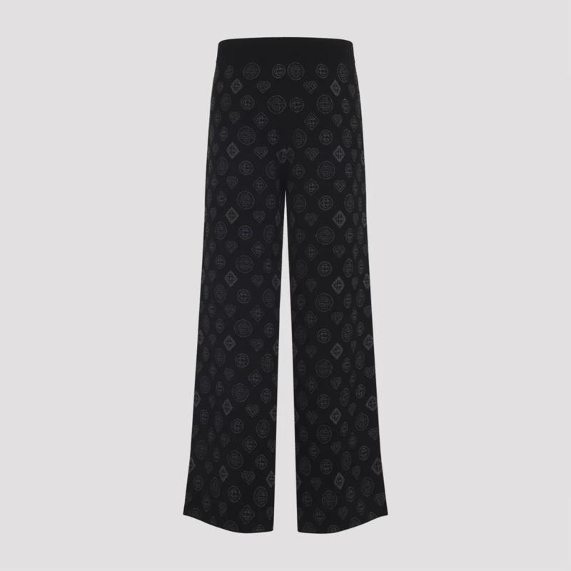 Casablanca Pantalon Black Jacquard Trousers With Grey Logo Pattern Schwarz(Image 3)
